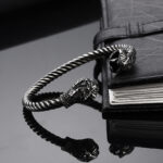 Punk Men's Titanium Steel Screw Bracelet Stainless Steel Wire Snake Head Open Cuff Bracelet Fashion Metal Bangle Jewelry Wholesale
