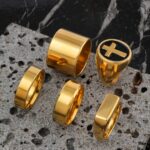 Titanium Steel Ring Black Oil Drip Cross Polished Plain Band Luxury Non-Fading Stainless Steel Jewelry Wholesale