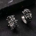 Stainless Steel Skull Cross Ring Hip Hop Punk Titanium Steel Jewelry Wholesale
