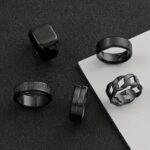 Minimalist Rotatable Fidget Rings 5-Piece Set Premium Titanium Steel & Stainless Steel Fashion Jewelry Wholesale