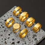 Rotatable Evil Eye Polished Band Ring Trendy Stainless Steel & Titanium Steel Ring Set
