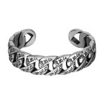 Vintage Men's Cuff Bracelet - Titanium Steel Six-Syllable Mantra Retro Bangle