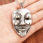 Mysterious Party Mask Pendant Necklace for Men - Minimalist Titanium Steel Trendy Long Chain