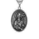 Jesus & Virgin Mary Pendant Necklace - Vintage Titanium Stainless Steel Religious Jewelry for Men