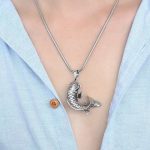 Lucky Koi Fish Pendant Necklace for Men - Trendy Ethnic Style Titanium Steel Clavicle Chain