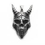 Retro Satan Devil Cross Skull Pendant Necklace - Punk Style Titanium Steel Long Chain for Men