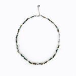 Bohemian Natural Stone Flat Bead Chain Bracelet - Obsidian Stainless Steel Holiday Gift