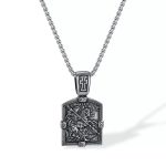Geometric Knight Dog Tag Pendant Necklace - Hip Hop Stainless Steel Men's Trendy Jewelry