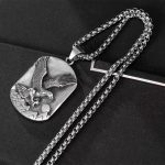 Korean Fashion Flying Eagle Dog Tag Pendant Necklace - Retro Hip Hop Unisex Jewelry