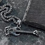 Hip Hop Skull Bass Guitar Pendant Necklace - Vintage Titanium Steel Music Instrument Jewelry