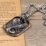Cobra Snake Pendant Necklace for Men - Punk Style Titanium Steel Zodiac Animal Dog Tag Jewelry