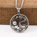 Retro Chinese Dragon Head Pendant Necklace - Punk Style Titanium Steel Men's Trend Jewelry