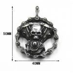 Punk Skull Motorcycle Engine Pendant Necklace - Vintage Titanium Steel Hip Hop Chain