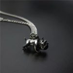 Bulldog Pendant Necklace for Men - Hip Hop Titanium Stainless Steel Long Chain Jewelry