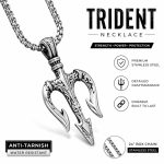 Personalized Retro Poseidon Trident Pendant Necklace - Mythical God of War Spear Stainless Steel Jewelry