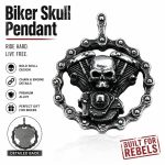 Retro Punk Skull Motorcycle Engine Chain Pendant - Stainless Steel Hip Hop Men's Sweater Chain Jewelry