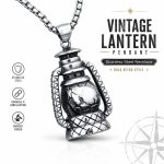 Retro Kerosene Lamp Shaped Men's Necklace - Personalized Metal Pendant Stainless Steel Sweater Chain