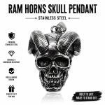 Retro Domineering Ram Horn Skull Pendant Necklace - Men's Punk Rock Hip Hop Sweater Chain Jewelry
