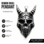 Retro Domineering Satanic Demon Baphomet Cross Skull Pendant - Stainless Steel Men's Punk Rock Necklace