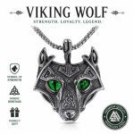 Viking Norway Pirate Mythology Wolf Head Pendant Necklace - Retro Stainless Steel Men's Amulet Gift