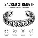 Men's Domineering Stainless Steel Cuff Bangle - Retro Six-Word Mantra Buddhist Prayer Open Bracelet