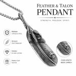 New Stainless Steel Retro Feather Pendant Charm - Unisex Personalized Creative Guardian Wing Necklace