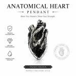 Retro Solid 3D Anatomical Heart Pendant Necklace - Hip Hop Punk Rock Stainless Steel Sweater Chain