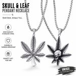 New Western Maple Leaf Skull Pendant Necklace - Hip Hop Trendy Personalized Skeleton Leaf Choker Multi-Style