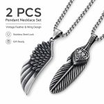 New Western Feather Wing Pendant Necklace - Creative Personalized Hip Hop Men's Stainless Steel Sweater Chain