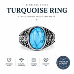 Western Vintage Oval Aquamarine Ring - Men's Fashion Minimalist Engraved Floral Pattern Band Rings