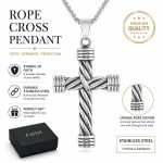 Romantic Party Minimalist Cross Pendant Necklace - Korean Style Stainless Steel Men's Trendy Jewelry