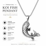 Romantic Party Trendy Stainless Steel Koi Fish Necklace - Lucky Carp Pendant National Style Clavicle Chain