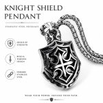 Stainless Steel Shield Pendant Sweater Chain - Korean Style Versatile Student Gift Men's Necklace