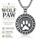 Round Bear Paw Print Pattern Pendant Charm - Textured Stainless Steel Hip Hop Men's Necklace Accessory