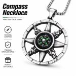 Korean Style Compass Traveler Pendant Necklace - North Star Medallion Compass Trendy Men's Jewelry
