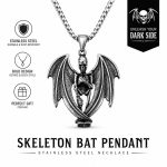 Winged Skeleton Human Figurine Pendant Necklace - Western Punk Skull Stainless Steel Unisex Jewelry