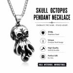 Punk Rock Skull Octopus Body Pendant - 316L Stainless Steel Kraken Hip Hop Men's Necklace Jewelry