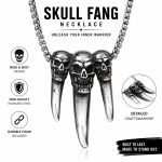 Punk Rock Skull Head Shaped Pendant - 316L Stainless Steel Skeleton Hip Hop Men's Necklace Jewelry